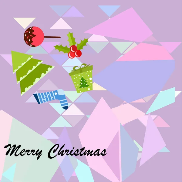 Christmas Card Candy Fir Gift Christmas Sock Vector Background — Stock Vector