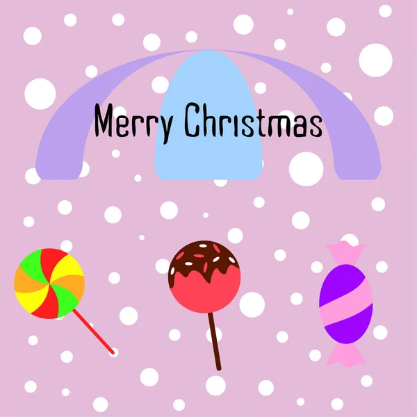 Feliz Tarjeta Navidad Con Caramelos Vector Fondo — Archivo Imágenes Vectoriales