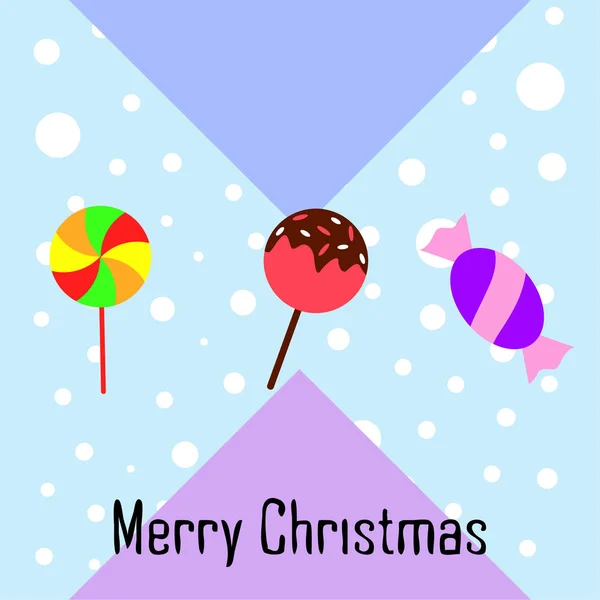 Feliz Tarjeta Navidad Con Caramelos Vector Fondo — Vector de stock