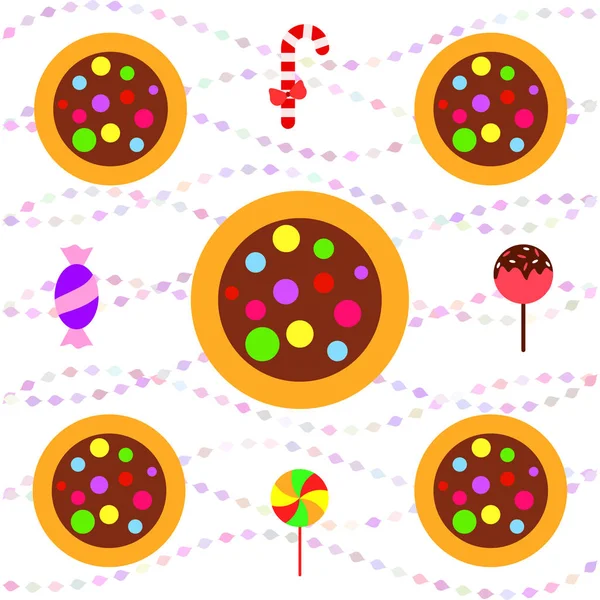 Carte Noël Avec Bonbons Fond Vectoriel — Image vectorielle