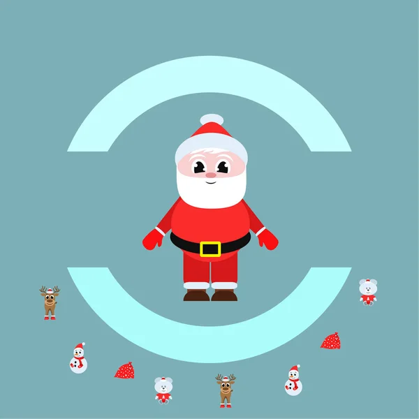 Cartão Natal Santa Snowman Veado Urso Saco Fundo Vetor — Vetor de Stock