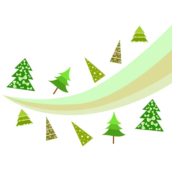 Feliz Tarjeta Navidad Con Árboles Navidad Vector Fondo — Vector de stock