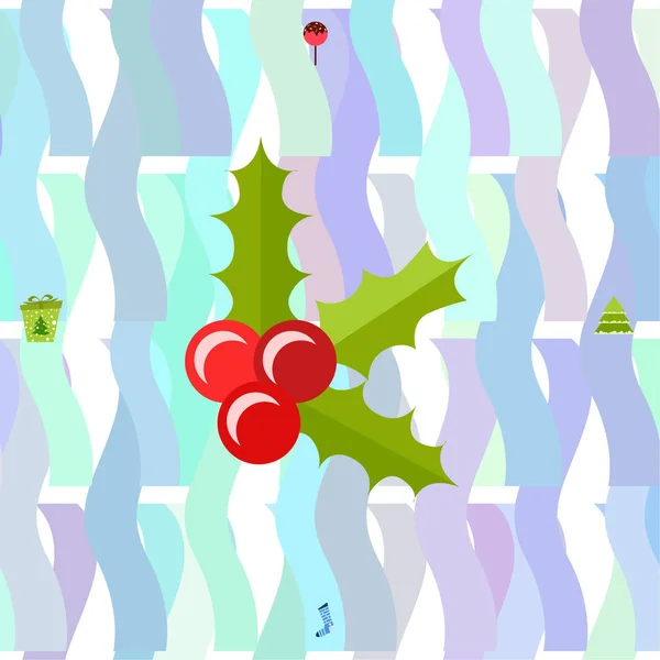 Weihnachtskarte Süßigkeiten Tanne Geschenk Weihnachtssocke Vektorhintergrund — Stockvektor
