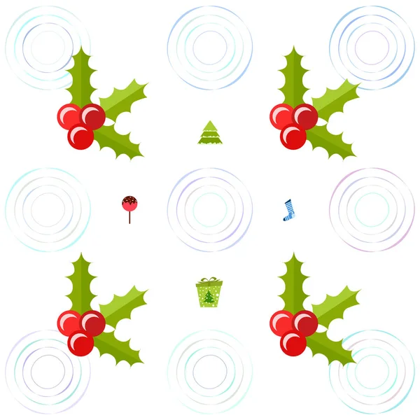 Carte Noël Cadeau Sapin Bonbon Chaussette Noël Fond Vectoriel — Image vectorielle