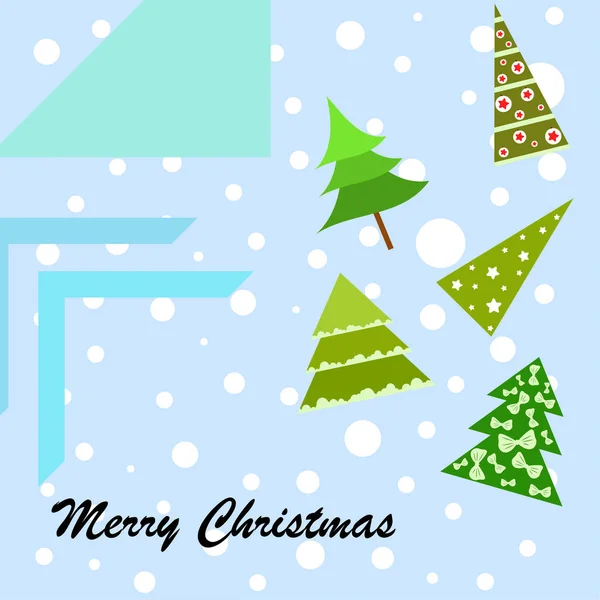 Merry Christmas Card Met Kerstbomen Vector Achtergrond — Stockvector