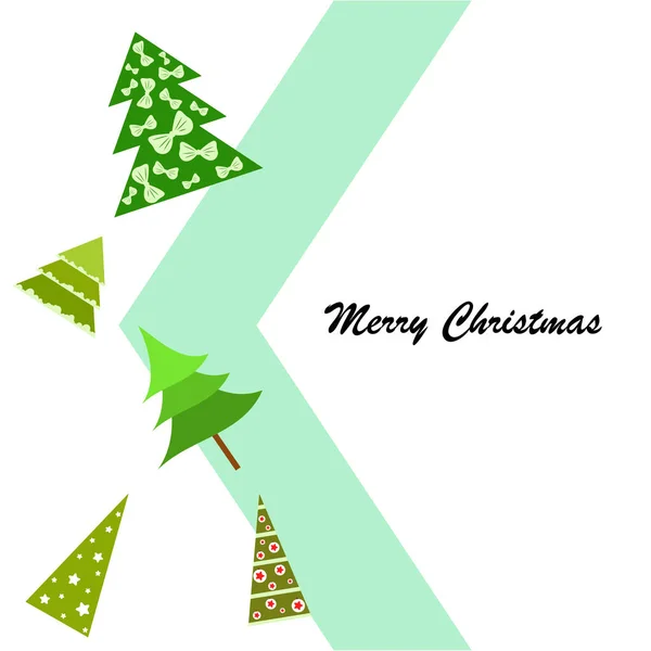 Merry Christmas Card Fir Trees Vector Background — Stock Vector