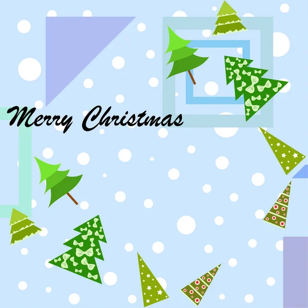 Merry Christmas Card Met Kerstbomen Vector Achtergrond — Stockvector