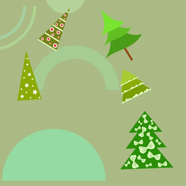 Joyeux Noël Carte Avec Arbres Fond Vectoriel — Image vectorielle