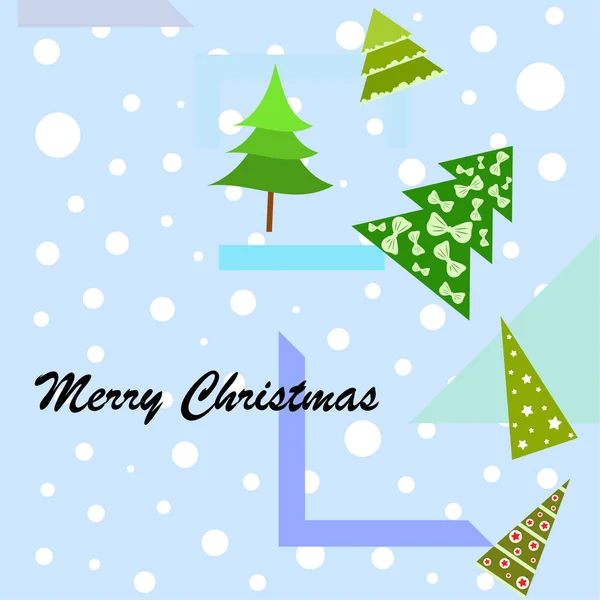 Merry Christmas Card Met Kerstbomen Vector Achtergrond — Stockvector