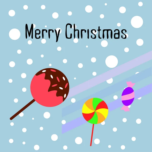 Feliz Tarjeta Navidad Con Caramelos Vector Fondo — Vector de stock