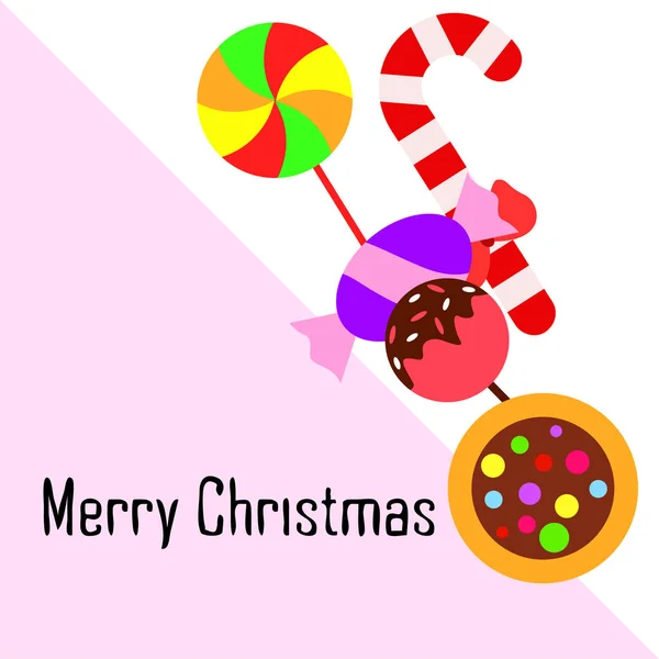 Buon Natale Con Caramelle Sfondo Vettoriale — Vettoriale Stock