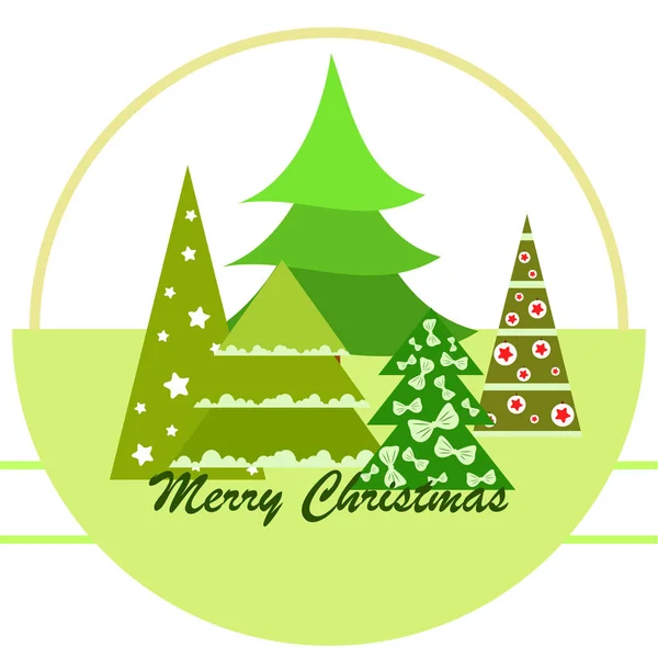 Merry Christmas Card Fir Trees Vector Background — Stock Vector