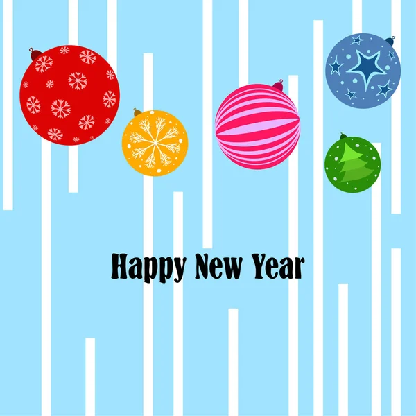 Christmas Balls New Year Greeting Card Vector Background — Stock Vector