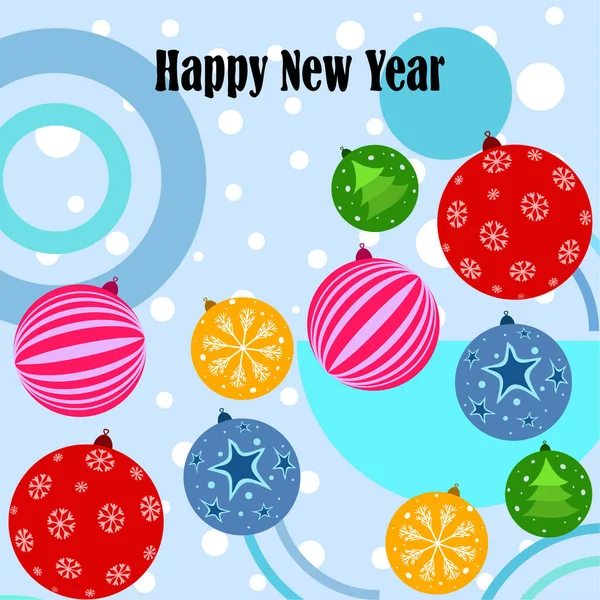 Christmas Balls New Year Greeting Card Vector Background — Stock Vector