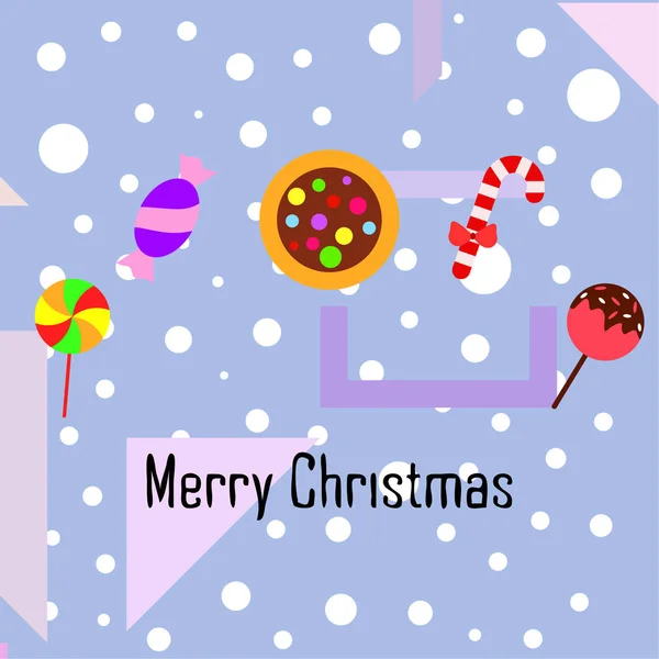Joyeux Noël Carte Avec Des Bonbons Fond Vectoriel — Image vectorielle