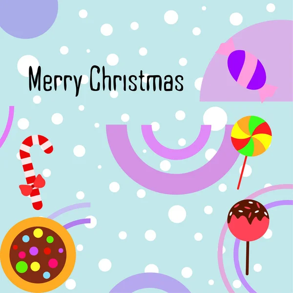 Feliz Tarjeta Navidad Con Caramelos Vector Fondo — Vector de stock