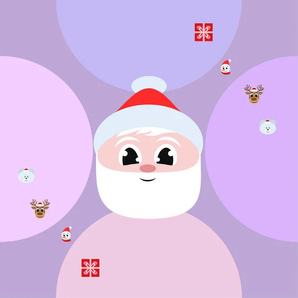 Tarjeta Navidad Santa Muñeco Nieve Bolsa Oso Ciervo Vector Fondo — Vector de stock