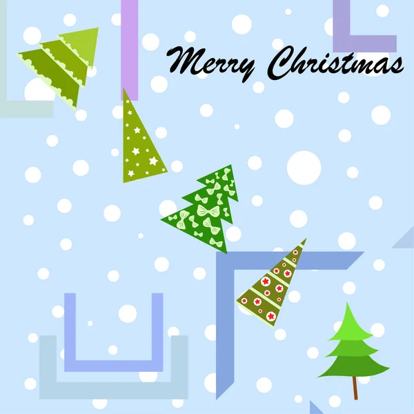 Merry Christmas Card Trees Vector Background — Stockvector