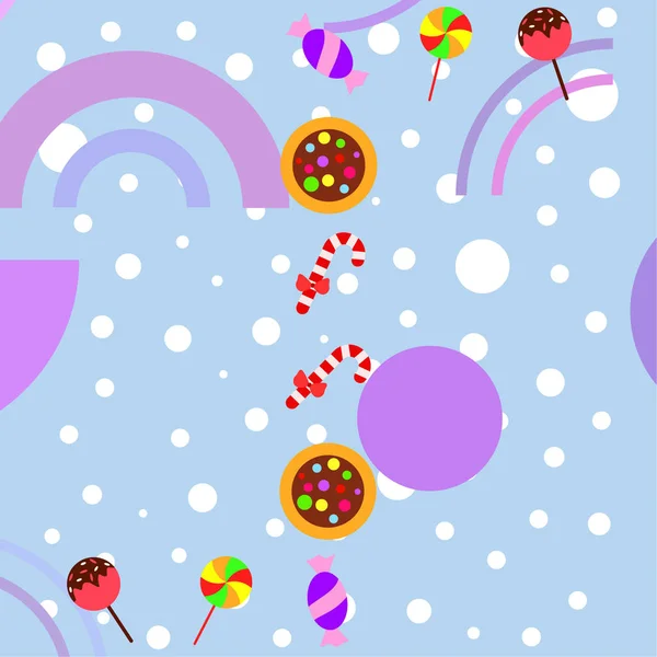 Feliz Tarjeta Navidad Con Caramelos Vector Fondo — Archivo Imágenes Vectoriales