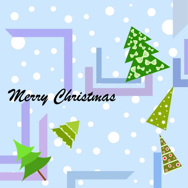 Merry Christmas Card Met Kerstbomen Vector Achtergrond — Stockvector