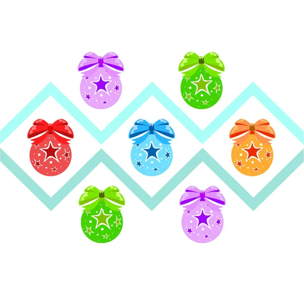 Carte Vœux Noël Avec Boules Fond Vectoriel — Image vectorielle