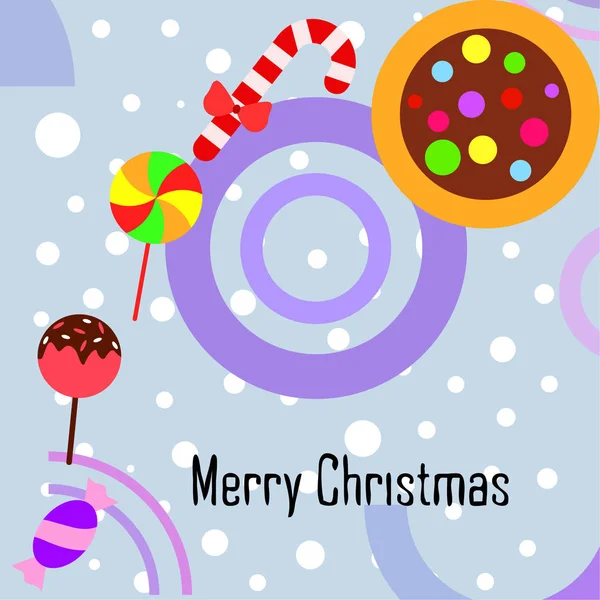 Feliz Tarjeta Navidad Con Caramelos Vector Fondo — Vector de stock