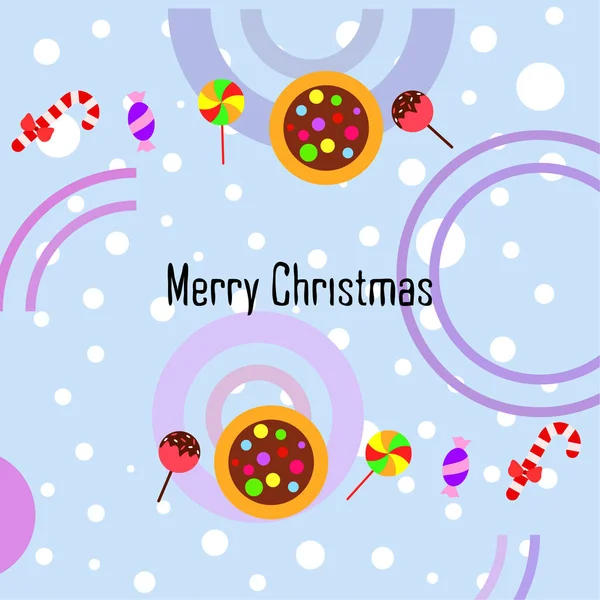 Feliz Tarjeta Navidad Con Caramelos Vector Fondo — Vector de stock