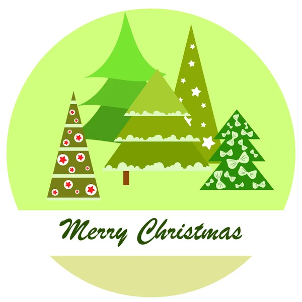 Merry Christmas Card Fir Trees Vector Background — Stock Vector