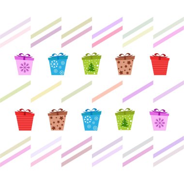 Noel kartı, hediyeler, vektör arka plan