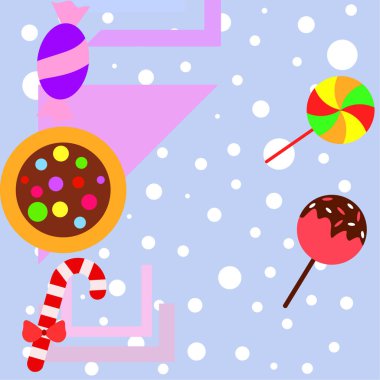 Şekerler, vektör arka plan ile neşeli Noel kartı