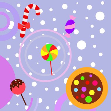 Şekerler, vektör arka plan ile neşeli Noel kartı