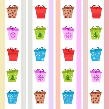 Noel kartı, hediyeler, vektör arka plan