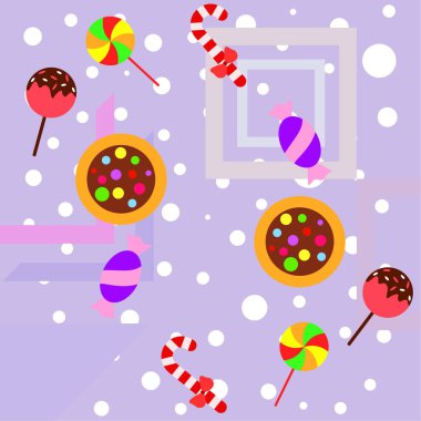 Şekerler, vektör arka plan ile neşeli Noel kartı