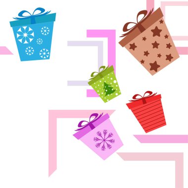 Neşeli Noel kartı hediyeler, vektör çizim ile 