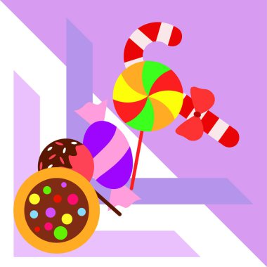 Şekerler, vektör arka plan ile neşeli Noel kartı