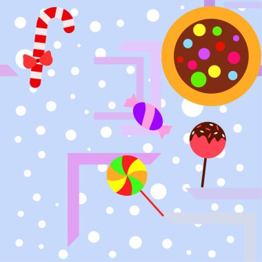 Şekerler, vektör arka plan ile neşeli Noel kartı