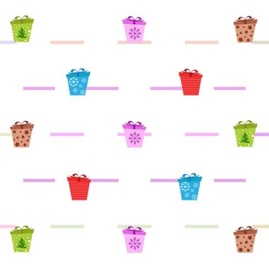 Noel kartı, hediyeler, vektör arka plan