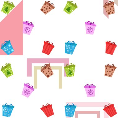 Neşeli Noel kartı hediyeler, vektör çizim ile 