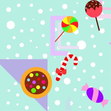 Şekerler, vektör arka plan ile neşeli Noel kartı