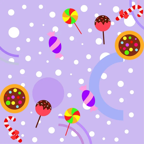 Joyeux Noël Carte Avec Des Bonbons Fond Vectoriel — Image vectorielle