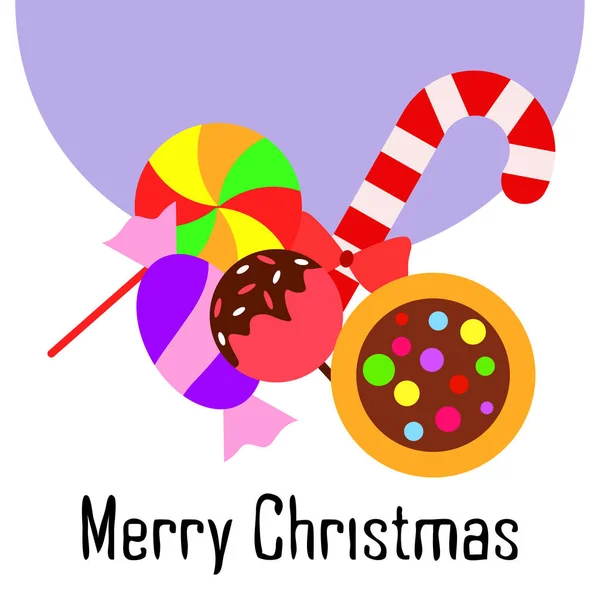 Joyeux Noël Carte Avec Des Bonbons Fond Vectoriel — Image vectorielle