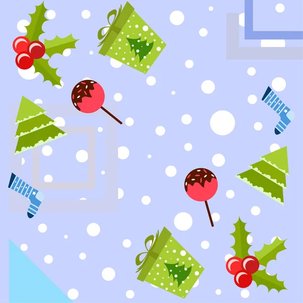 Vánoční Přání Candy Jedle Dárek Vánoční Ponožku Vektorové Pozadí — Stockový vektor