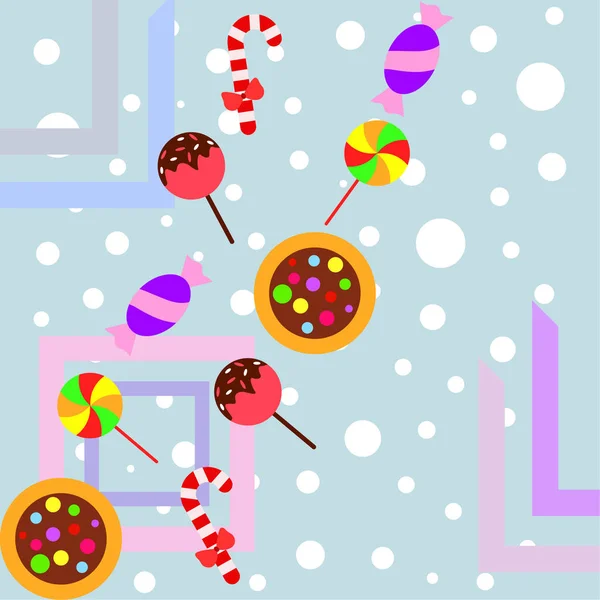 お菓子 ベクトルの背景とメリー クリスマス カード — ストックベクタ