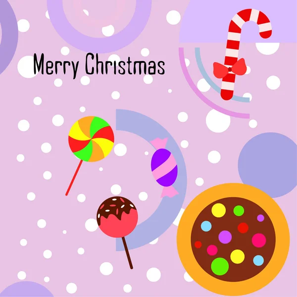 Feliz Tarjeta Navidad Con Caramelos Vector Fondo — Archivo Imágenes Vectoriales