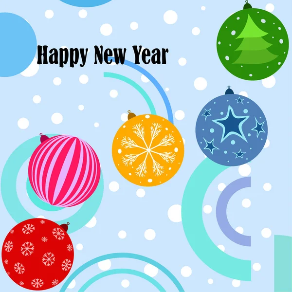 Christmas Balls New Year Greeting Card Vector Background — Stock Vector