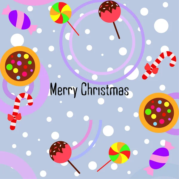 Feliz Tarjeta Navidad Con Caramelos Vector Fondo — Vector de stock