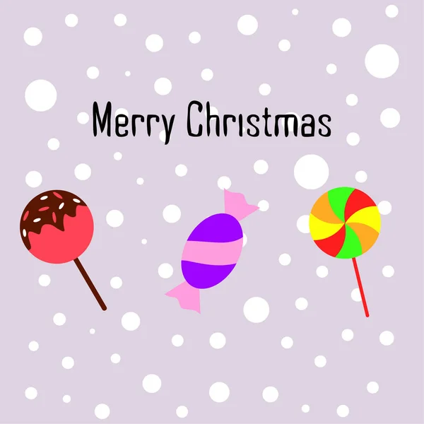 Feliz Tarjeta Navidad Con Caramelos Vector Fondo — Vector de stock