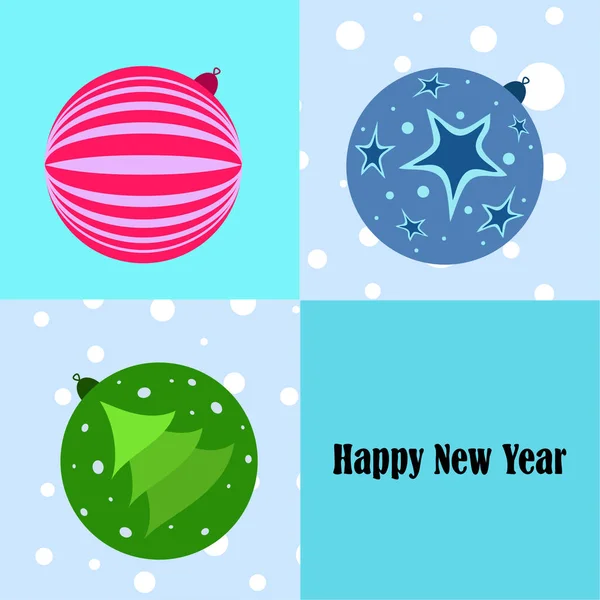 Bolas Navidad Tarjeta Felicitación Año Nuevo Vector Fondo — Vector de stock