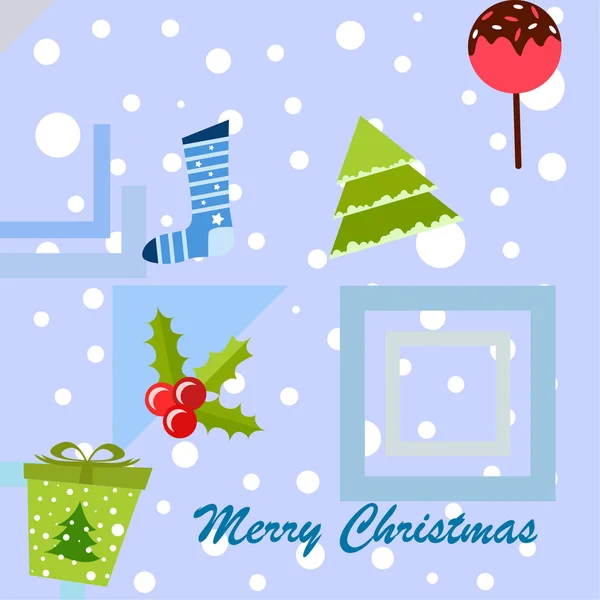 Carte Noël Cadeau Sapin Bonbon Chaussette Noël Fond Vectoriel — Image vectorielle