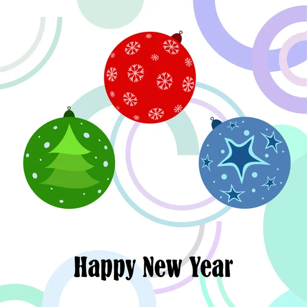 Christmas Balls New Year Greeting Card Vector Background — Stock Vector